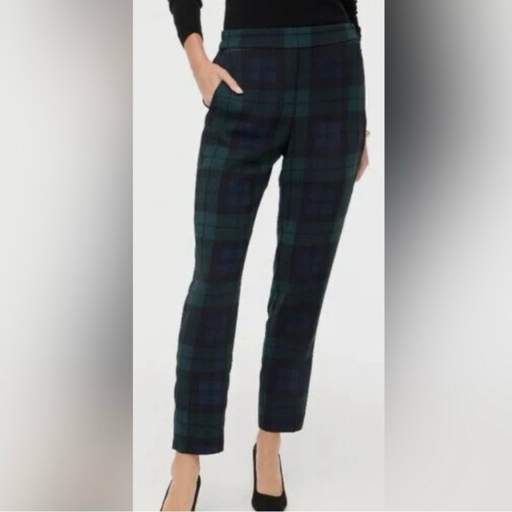 J. Crew Green and Blue Plaid Cropped Pants